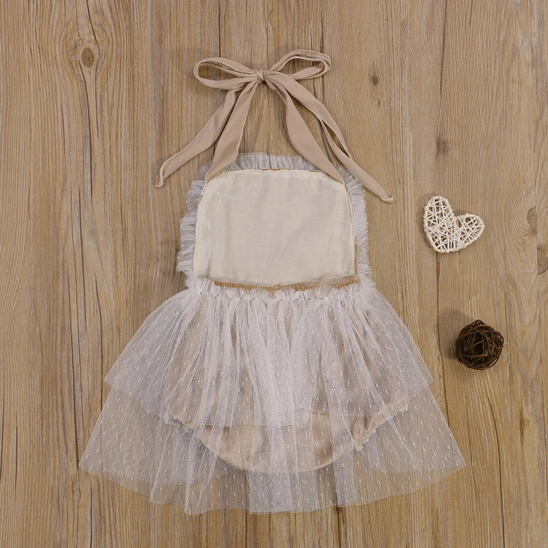 Nyári újszülött baba lányok nadrágos ruhák hercegnő fodros pamut kombinék Aranyos kisgyermek hát nélküli csipke virágos ruhák