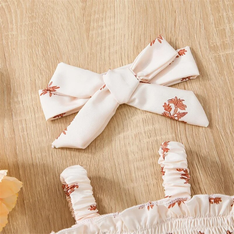 Kislány nadrágos ruha Nyári Jumpsuit Ujjatlan tüll Díszítés Virágos újszülött kisbabák Lányoknak masnis fejpánttal