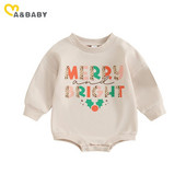 ma&baby 0-18M Χριστουγεννιάτικο Νεογέννητο Βρέφος Κοριτσάκι Αγόρι Ρόμπερες Επιστολή Εκτύπωση Μακρυμάνικη Ολόσωμη φόρμα Χριστουγέννων Ρούχα