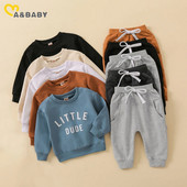ma&baby 0-3Y Νεογέννητο Βρέφος νήπιο Βρεφικό αγόρι Βρεφικά Σετ Ρούχα Casual Letter Μακρυμάνικα Μπλουζάκια Παντελόνια Ανοιξιάτικα Φθινοπωρινά ρούχα