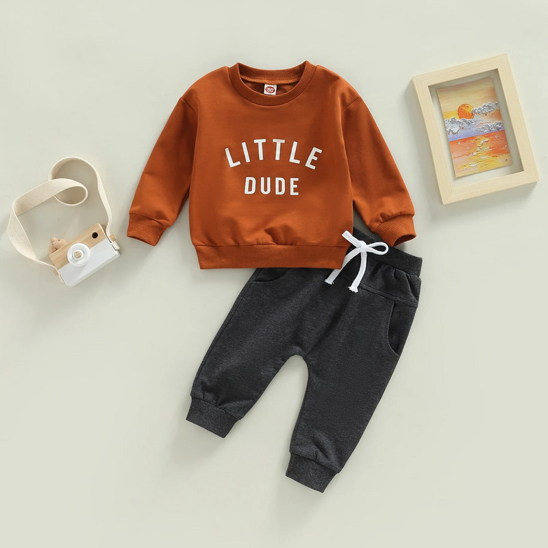 ma&baby 0-3Y újszülött kisgyermek kisfiú kisfiú ruhakészletek alkalmi betűs hosszú ujjú felsők nadrágok tavaszi őszi ruhák