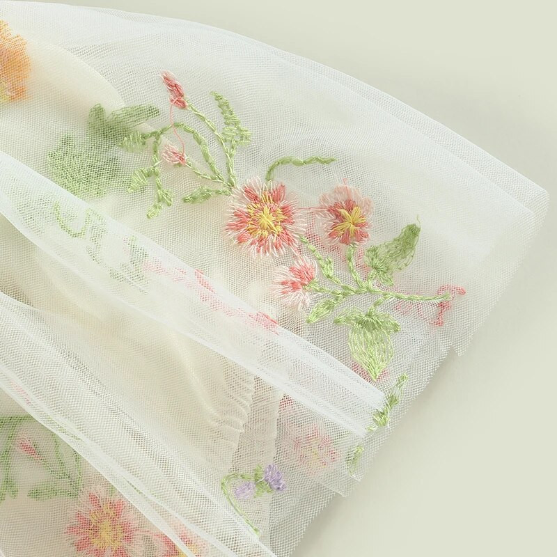 Baby Girl Summer Princess Romper ruha, rövid, felfújt ujjú, virágmintás hálós tüll csipke kombiné fejpántos ruhákkal