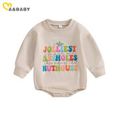 ma&baby 0-18M Χριστουγεννιάτικο Βρέφος Νεογέννητο Μωρό αγόρι Κορίτσι Romper Επιστολή εκτύπωσης μακρυμάνικη ολόσωμη φόρμα Playsuit Χριστουγεννιάτικες στολές