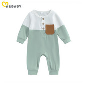 Ma&Baby 0-24M Νεογέννητο Βρέφος Νήπιο Μωρό αγόρι κοριτσάκι Ολόσωμη φόρμα με μακρυμάνικο τσέπη Φθινοπωρινά ανοιξιάτικα ρούχα