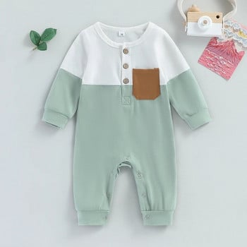 Ma&Baby 0-24M Новородено бебе, малко дете, момче, момиче, гащеризон с джоб и дълъг ръкав, есенно-пролетно облекло