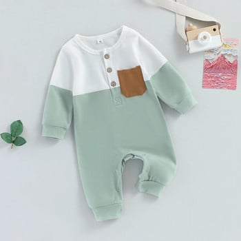 Ma&Baby 0-24M Новородено бебе, малко дете, момче, момиче, гащеризон с джоб и дълъг ръкав, есенно-пролетно облекло