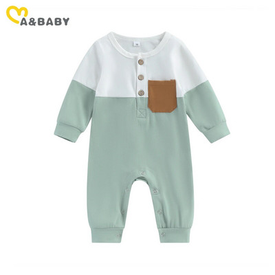 Ma&Baby 0-24M Новородено бебе, малко дете, момче, момиче, гащеризон с джоб и дълъг ръкав, есенно-пролетно облекло