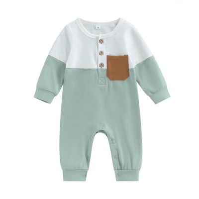 Ma&Baby 0-24M Νεογέννητο Βρέφος Νήπιο Μωρό αγόρι κοριτσάκι Ολόσωμη φόρμα με μακρυμάνικο τσέπη Φθινοπωρινά ανοιξιάτικα ρούχα