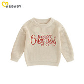 ma&baby 6-24M Χριστουγεννιάτικα Νεογέννητα Βρέφη Βρέφος Κοριτσάκι Αγόρι Χριστουγεννιάτικα Κοστούμια Φθινοπωρινά Χειμώνα Μακρυμάνικα γράμματα πλεκτά πουλόβερ