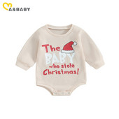 ma&baby 0-24M Χριστουγεννιάτικο νεογέννητο μωρό κοριτσάκι αγόρι καπέλο γράμμα τύπωμα μακρυμάνικη φόρμα βάφλα Χριστουγεννιάτικες στολές