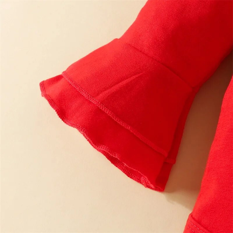 Csecsemő kislány karácsonyi nadrágos ruhák, hosszú ujjú jumpsuit + Elk mintás flare nadrág + masnis fejpánt