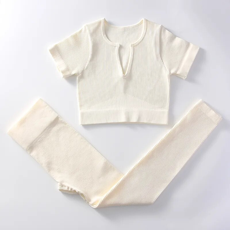 2db Varrat nélküli jóga szett női tréningruha Acid Wash Crop felső póló Magas derekú rövidnadrág Tornaruhák Sport öltöny Edzőruha szettek