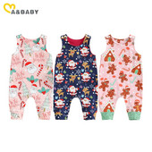 ma&baby 0-18M Χριστουγεννιάτικο νεογέννητο μωρό κοριτσάκι Ολόσωμη φόρμα για αγόρι Χαριτωμένο Santa Deer Candy Romper Αμάνικα Χριστουγεννιάτικες στολές
