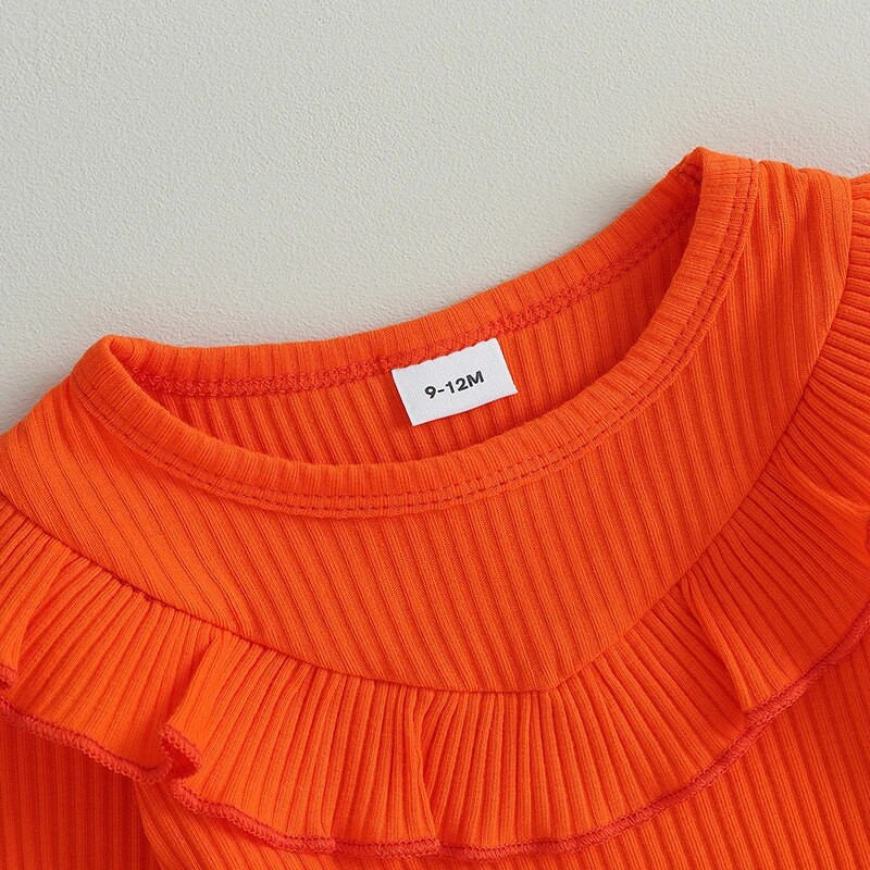 Kislányok Halloween Ruhák Hosszú ujjú Romper és Ghost Pumpkin Print kiszélesedő nadrág fejpánt 3 részes ruhák