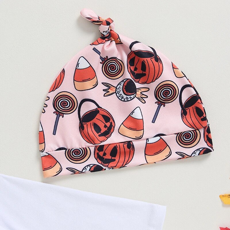 Kislányok őszi ruha, hosszú ujjú betűk, nyomott nadrág élelmiszernyomtatás nadrágok fejpánt kalap Halloween ruhák