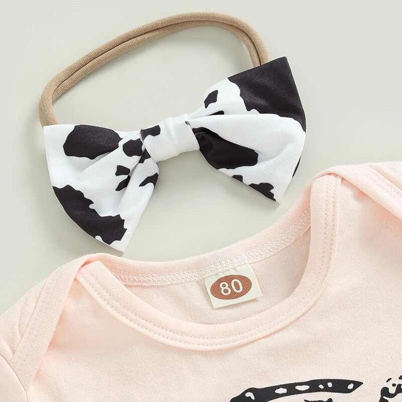 Kisgyermek lányok ruhái rövid ujjú körgallér Bull Head nadrág felsők csengő alsó nadrágok alkalmi fejpánt ruhák