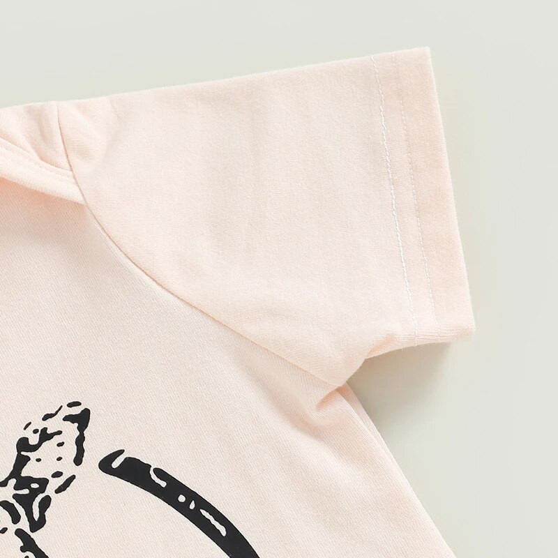 Kisgyermek lányok ruhái rövid ujjú körgallér Bull Head nadrág felsők csengő alsó nadrágok alkalmi fejpánt ruhák