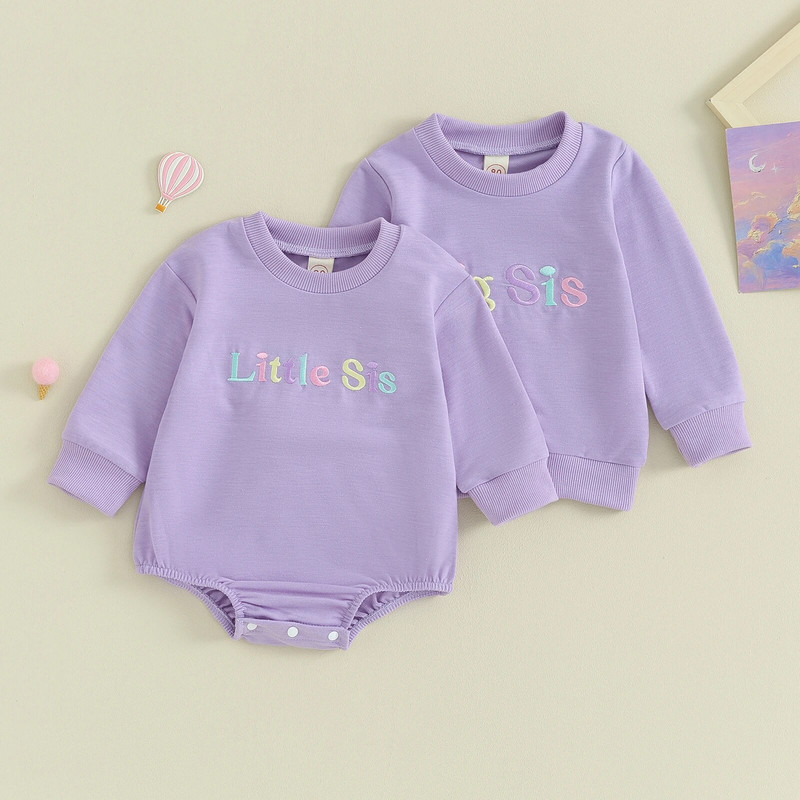 ma&baby 0-4Y Kisgyermek csecsemő újszülött baba lányoknak ruhák nővérek hozzáillő ruhák betűhímzés hosszú ujjú nadrág/pulóver