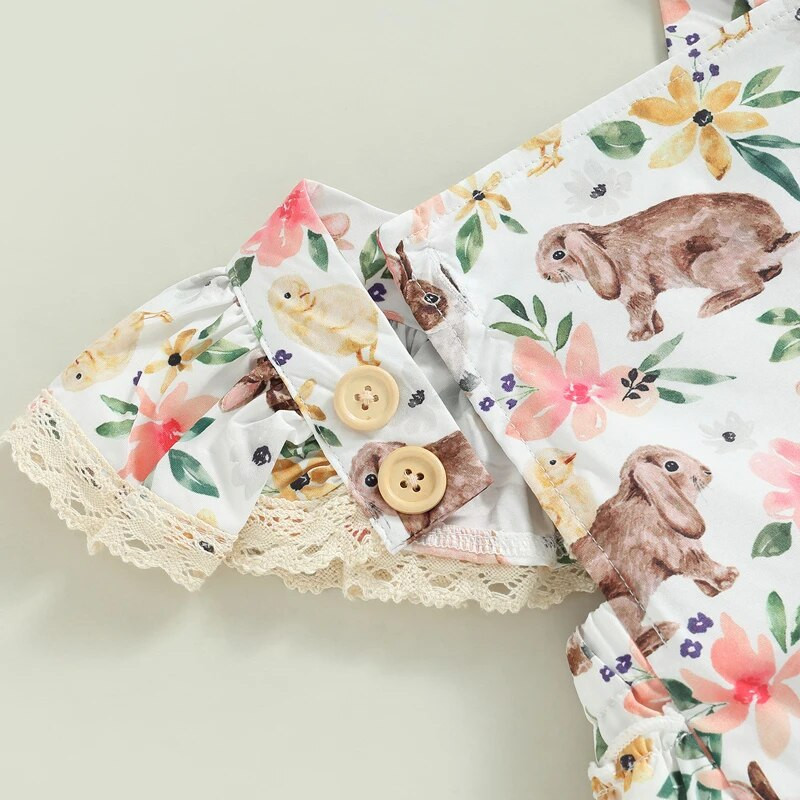 Kislány 2db húsvéti ruhák, légy ujjú, négyzet alakú nyakú fodros fodros masnis fejpánt készlettel