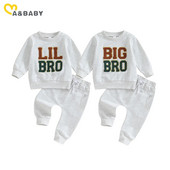 ma&baby 6M-4Y Βρέφος νήπιο Παιδικό μωρό αγόρια Ρούχα Σετ Επιστολή Μακρυμάνικα Μπλουζάκια Παντελόνια Φθινοπωρινές Άνοιξη Casual για αγόρια αθλητικά