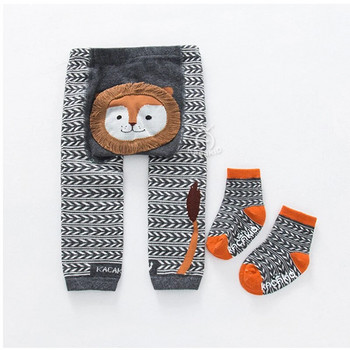 Baby Boy Girl Cartoon PP Παντελόνι με Sox Infant Toddler Ζώο από βαμβακερό ελαστικό παντελόνι παντελόνι Skinny παντελόνι Παιδικό καλσόν άνοιξη