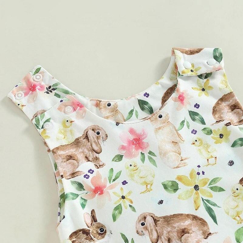 Húsvéti Nyári Fiúk Lányok Ujjatlan O Nyak Nyúlmintás Virágos alkalmi nadrágok Jumpsuitek overálok Ruhák