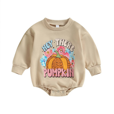 ma&baby 0-24M Halloween μωρό αγόρι κορίτσι Romper Νεογέννητο νήπιο Γράμμα κολοκύθας στάμπα μακρυμάνικο ολόσωμη φόρμα Playsuit Ρούχα