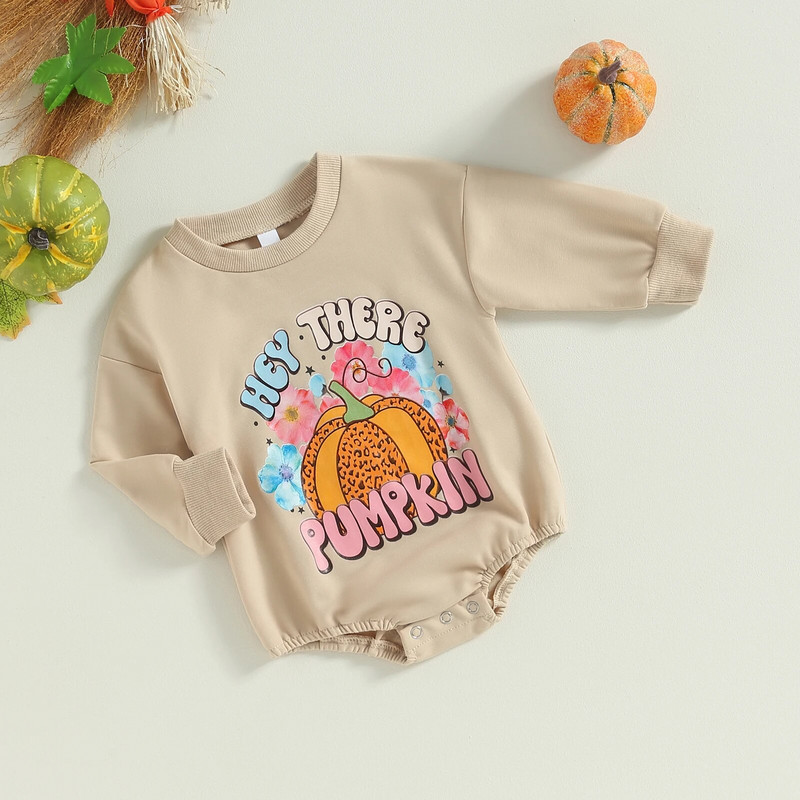 ma&baby 0-24M Halloween Baba Fiú Lány Romper Újszülött Csecsemő Tipegő levél Töknyomat Hosszú ujjú Jumpsuit Playsuit Ruházat