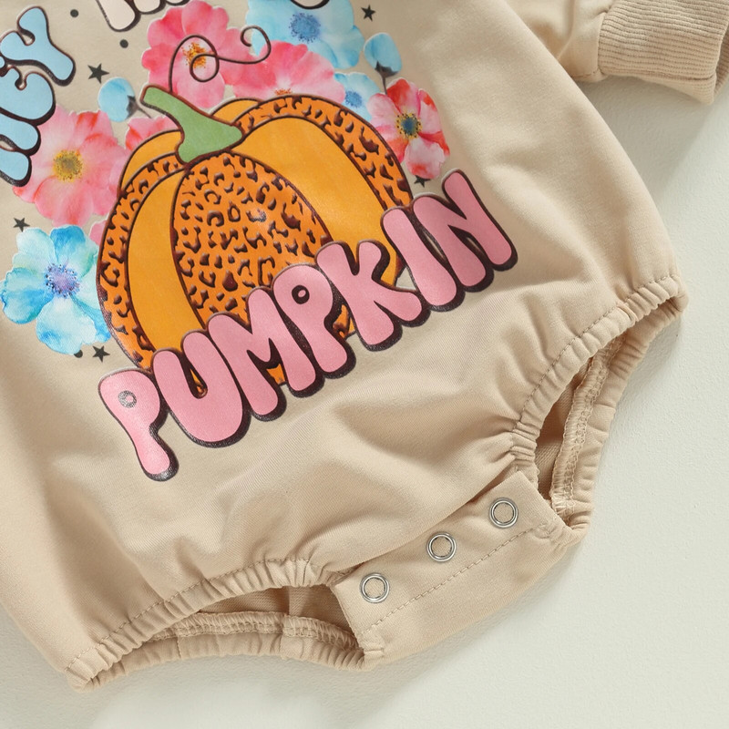 ma&baby 0-24M Halloween Baba Fiú Lány Romper Újszülött Csecsemő Tipegő levél Töknyomat Hosszú ujjú Jumpsuit Playsuit Ruházat