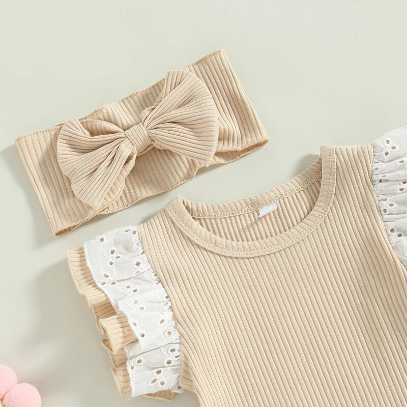 3 db csecsemő baba lány nyári ruhák fodros csipke rövid ujjú fodros felsők és rövidnadrágok nyári ruhák ruházati készletek