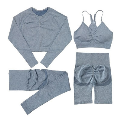 SALSPOR női fitnesz jóga öltöny sport tornaterem hosszú ujjú csípőnadrág edzés 2 db szett Ruhák női együttes sport kerékpáros ruházat