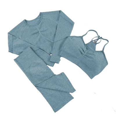 SALSPOR női fitnesz jóga öltöny sport tornaterem hosszú ujjú csípőnadrág edzés 2 db szett Ruhák női együttes sport kerékpáros ruházat