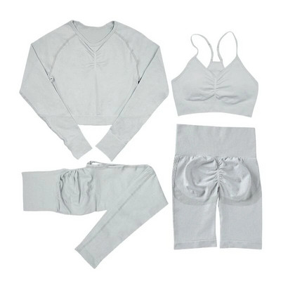 SALSPOR női fitnesz jóga öltöny sport tornaterem hosszú ujjú csípőnadrág edzés 2 db szett Ruhák női együttes sport kerékpáros ruházat