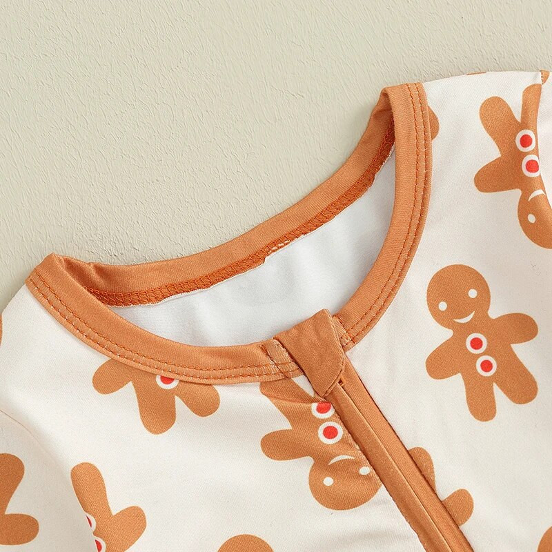 ma&baby 0-18M karácsonyi újszülött csecsemő baba lány fiú jumpsuit, hosszú ujjú mézeskalács férfi nyomtatott nadrág karácsonyi jelmezek