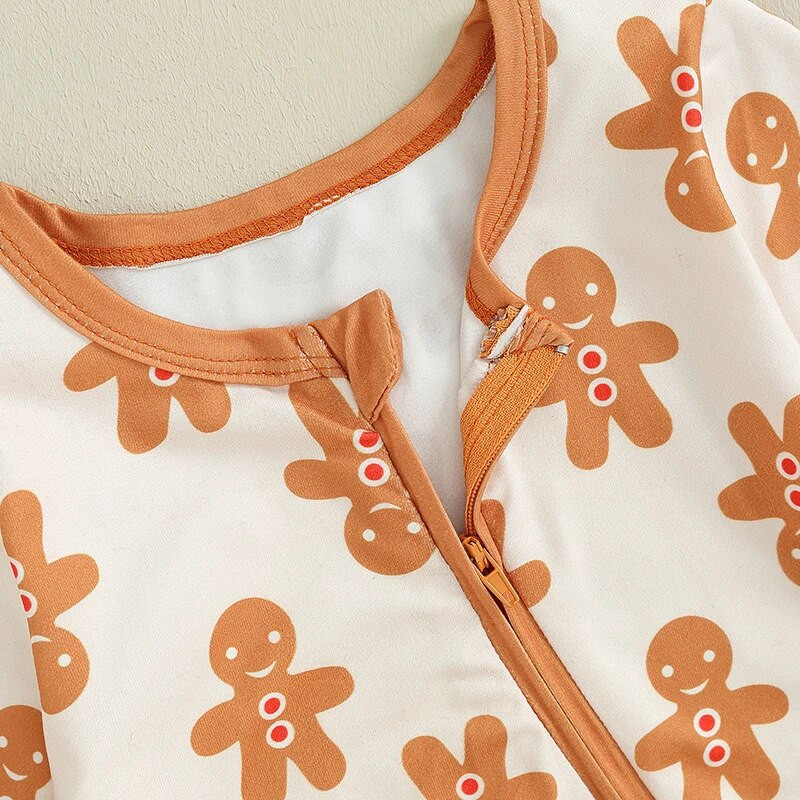 ma&baby 0-18M karácsonyi újszülött csecsemő baba lány fiú jumpsuit, hosszú ujjú mézeskalács férfi nyomtatott nadrág karácsonyi jelmezek