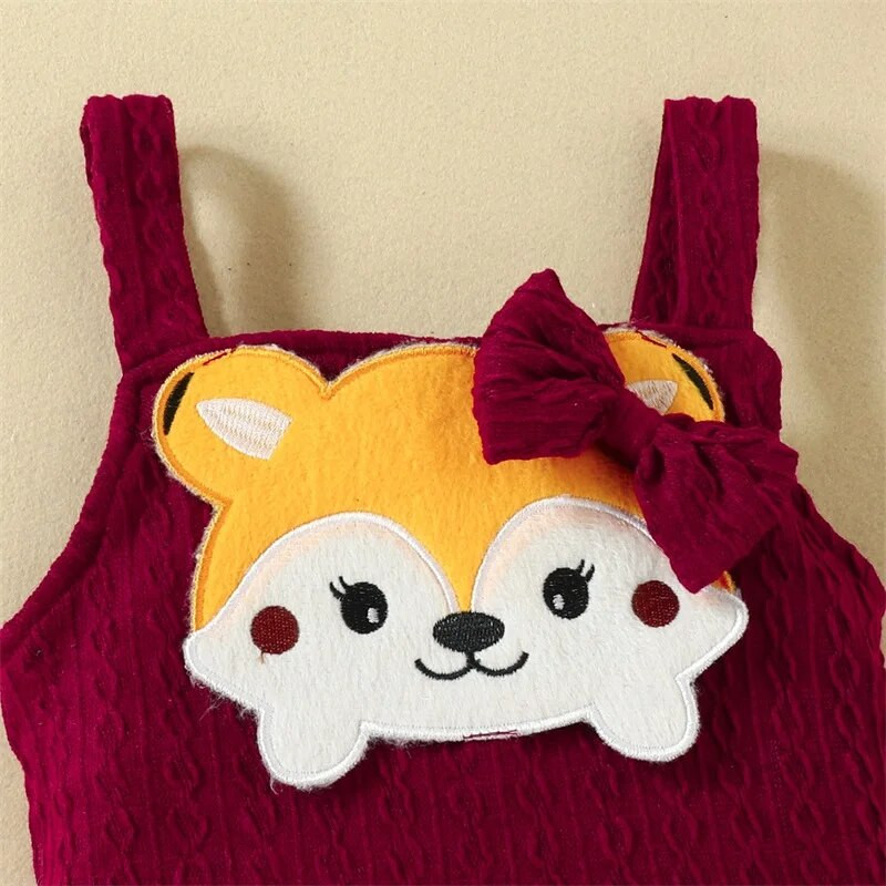 Kislány kombiné szett szívmintás hosszú ujjú nadrág és alkalmi rajzfilm Fox függőruha fejpántos ruha