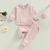 Baby Girls Activewear Outfit Floral Print Μακρυμάνικο πουλόβερ Φούτερ μπλούζες και Stretch Casual Παντελόνι