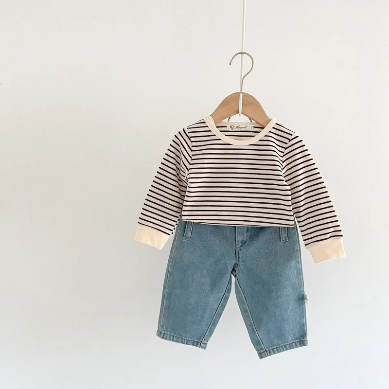 2023 tavaszi őszi koreai kisfiú nadrágok farmer sztreccs bő sokoldalú csecsemő fiú farmernadrágok kisfiús ruhák