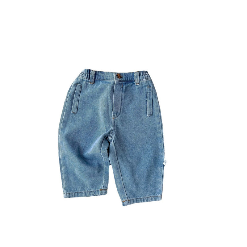 2023 tavaszi őszi koreai kisfiú nadrágok farmer sztreccs bő sokoldalú csecsemő fiú farmernadrágok kisfiús ruhák