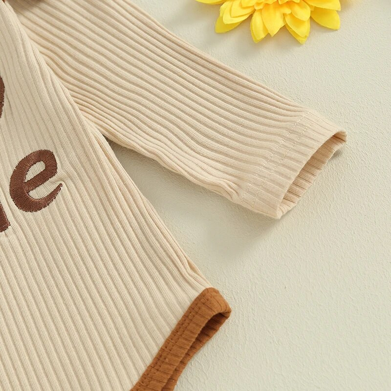 Kislányok 2 részes ruhák, betűmintás, bordázott, hosszú ujjú nadrágok, kisgyermekek őszi ruhák