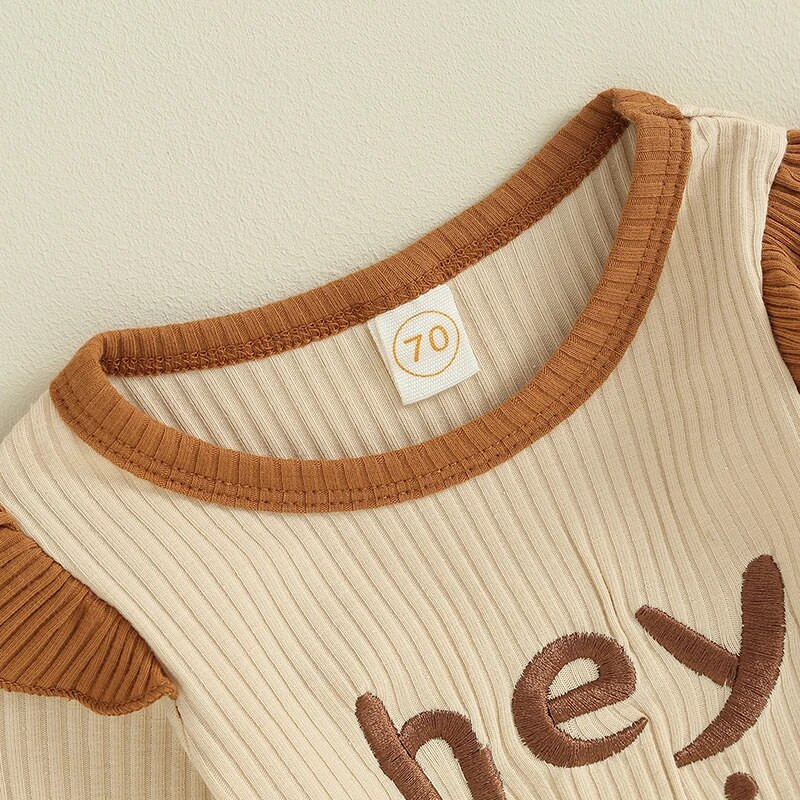 Kislányok 2 részes ruhák, betűmintás, bordázott, hosszú ujjú nadrágok, kisgyermekek őszi ruhák