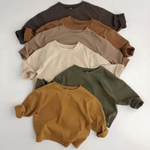 INS Baby Boys Basic T-shirt με μακρυμάνικο μπλουζάκι από καθαρό βαμβακερό μπλουζάκι για κοριτσάκι για παιδιά Παιδικό μπλουζάκι Ανοιξιάτικο μπλουζάκι από βαμβάκι Βρεφικά ρούχα για αγόρια