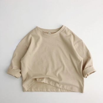 INS Baby Boys Basic T-shirt με μακρυμάνικο μπλουζάκι από καθαρό βαμβακερό μπλουζάκι για κοριτσάκι για παιδιά Παιδικό μπλουζάκι Ανοιξιάτικο μπλουζάκι από βαμβάκι Βρεφικά ρούχα για αγόρια