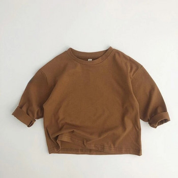 INS Baby Boys Basic T-shirt με μακρυμάνικο μπλουζάκι από καθαρό βαμβακερό μπλουζάκι για κοριτσάκι για παιδιά Παιδικό μπλουζάκι Ανοιξιάτικο μπλουζάκι από βαμβάκι Βρεφικά ρούχα για αγόρια