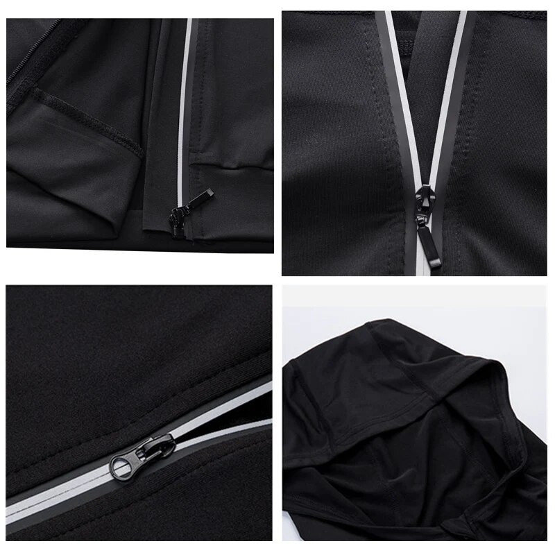 Trénaruha Férfi poliészter pulóver Sport tornatermi tavaszi dzseki + termál fehérnemű Alkalmi férfi atléta ruha Sportruházat Fitness