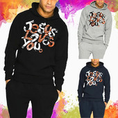 Ανδρικό αθλητικό κοστούμι Jesus Loves You Print Hoodie+Jogging Casual Long Pants Design Man Golf Μεγάλο μέγεθος Καθημερινά Streetwear