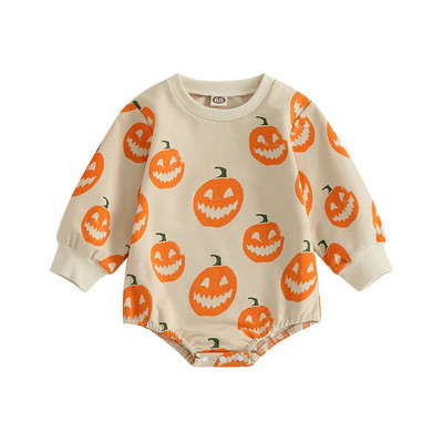 ma&baby 0-24M Halloween νεογέννητο μωρό αγόρι κορίτσι Romper μακρυμάνικη φόρμα κολοκύθας με στάμπα για νήπια Παιχνιδομηχανή