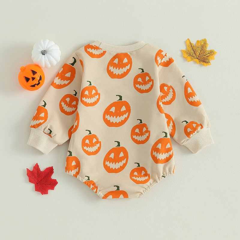 ma&baby 0-24M Halloween újszülött kisbaba fiú lány nadrág hosszú ujjú sütőtök mintás jumpsuit kisgyermek csecsemő ruha játszóruha