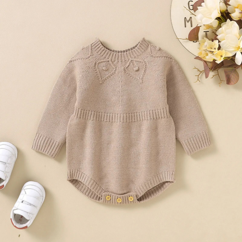 ma&baby 0-18M Baby Girl Fiú Újszülött Kötött hosszú ujjú Jumpsuit Meleg tavaszi őszi téli ruházat