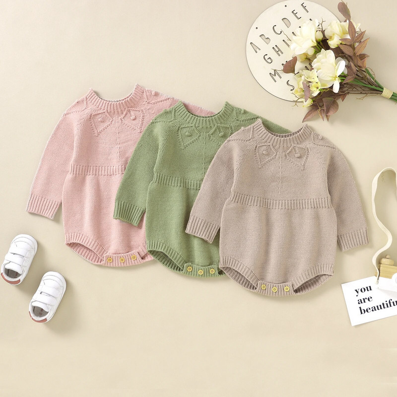 ma&baby 0-18M Baby Girl Fiú Újszülött Kötött hosszú ujjú Jumpsuit Meleg tavaszi őszi téli ruházat